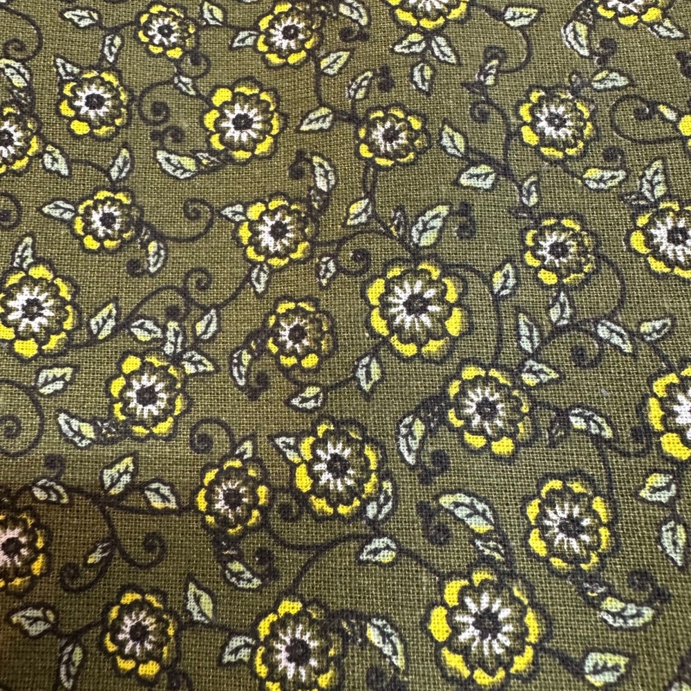 Vintage Floral Cotton Fabric Bundle 3 Yards Calico Retro 70s Orange Green Blue - Picture 3 of 5